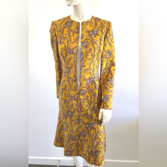 Beautiful Vintage 1980s 1990s David Hayes Floral Dress Front Zipper & Scarf - Picture 11 of 16